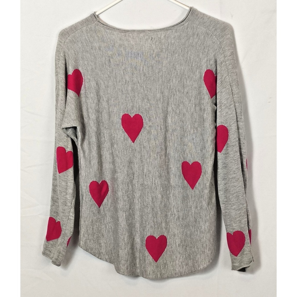 Brit.NY Grey & Pink‎ Heart Sweater Cashmere Rayon Nylon Valentines Date Night M